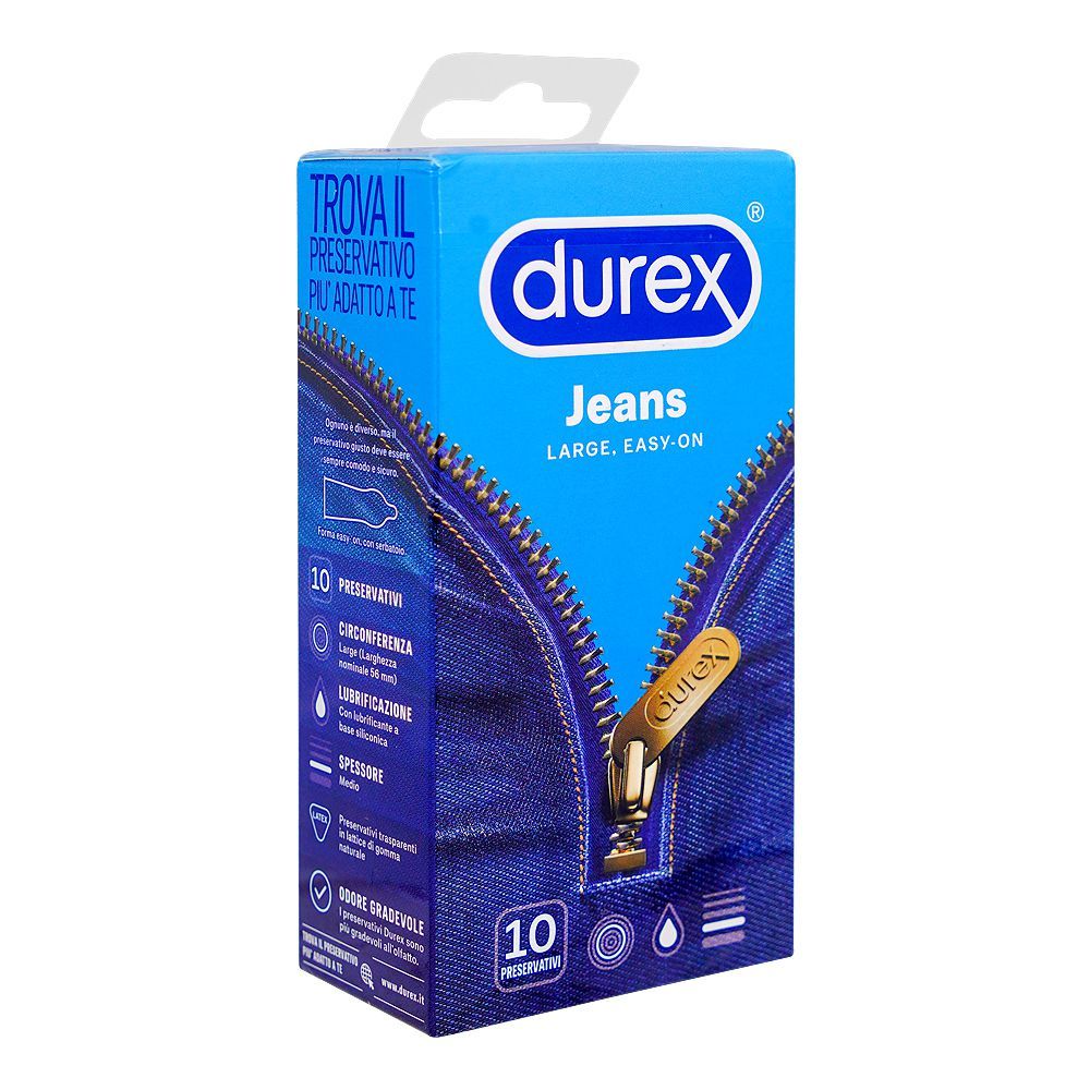 Durex Jeans Large Easy On Condoms, Pack Of 10