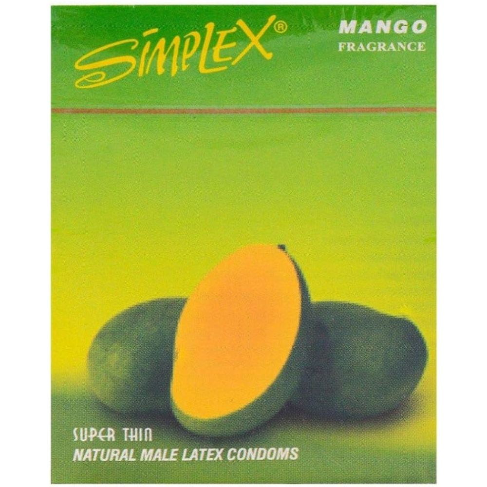 Simplex Super Thin Natural Latex Mango Flavored Condom – Pack of 12
