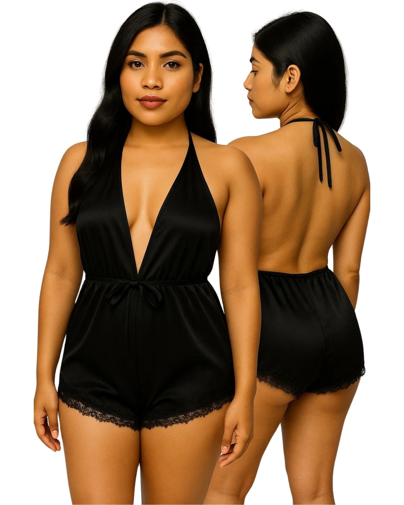Silk Nighty Dress – Deep V Sexy Bodysuit