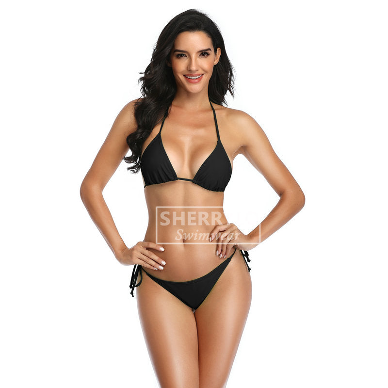 PPU Black Padded String Ribbed Bikini