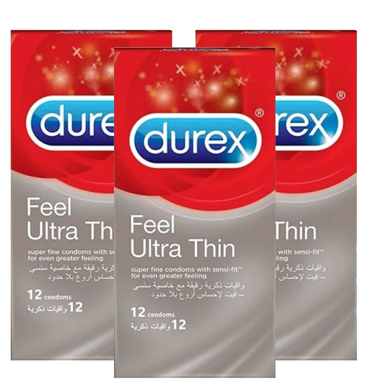 Pack of 3 Durex Feel Ultrathin Condoms of 12. Best Quality durex thin condom feel like no kandam price in pakistan online 